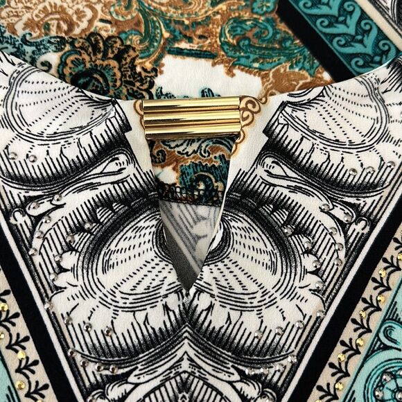 JM Collection Tunic Size 3X Paisley Bell Sleeve - Picture 11 of 13